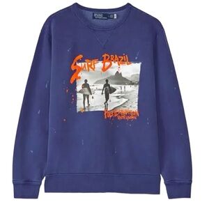 Polo by Ralph Lauren Men's Blue Surf Brazil Crewneck Sweater